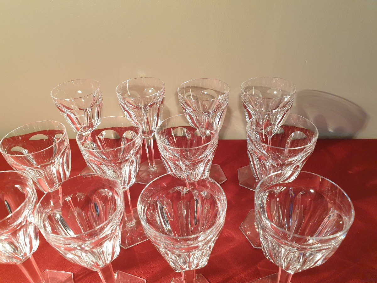 Baccarat "Compiègne"  12 verres à vin blanc estampillés en cristal Hauteur 14,3 cm -photo-2