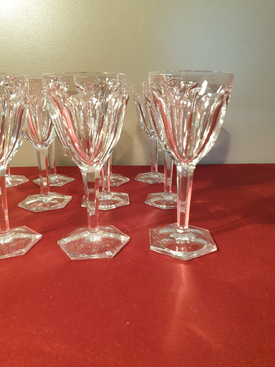 Baccarat "Compiègne"  12 verres à vin cuit estampillés en cristal Hauteur 13 cm-photo-2