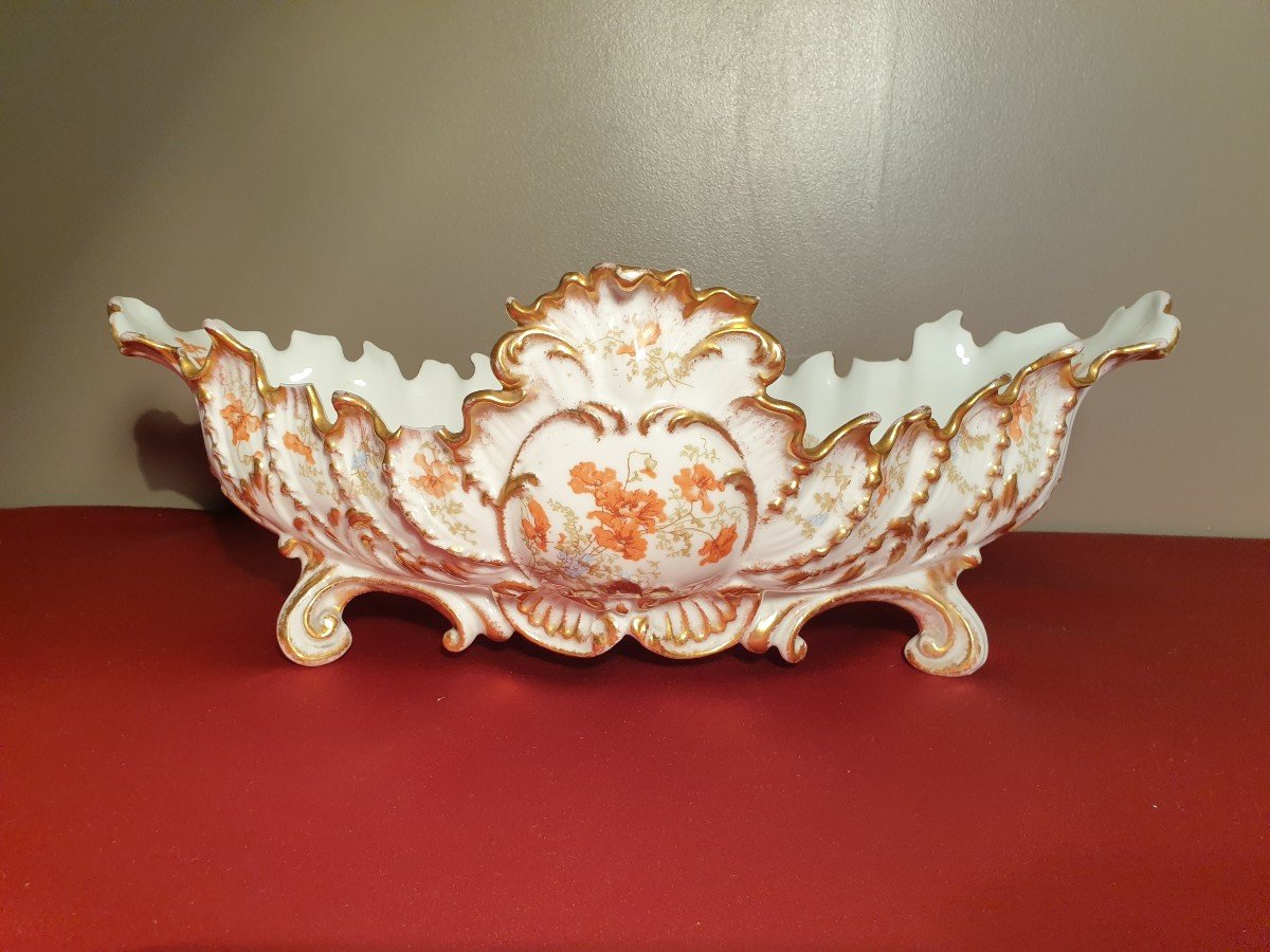 Limoges Grande Jardinière, Grande Coupe Oblongue En Porcelaine 42 cm