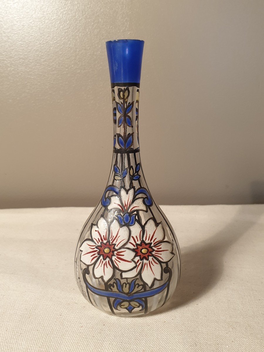 Vase Soliflore, Flacon à Parfum émaillé Signé Henri Quenvil