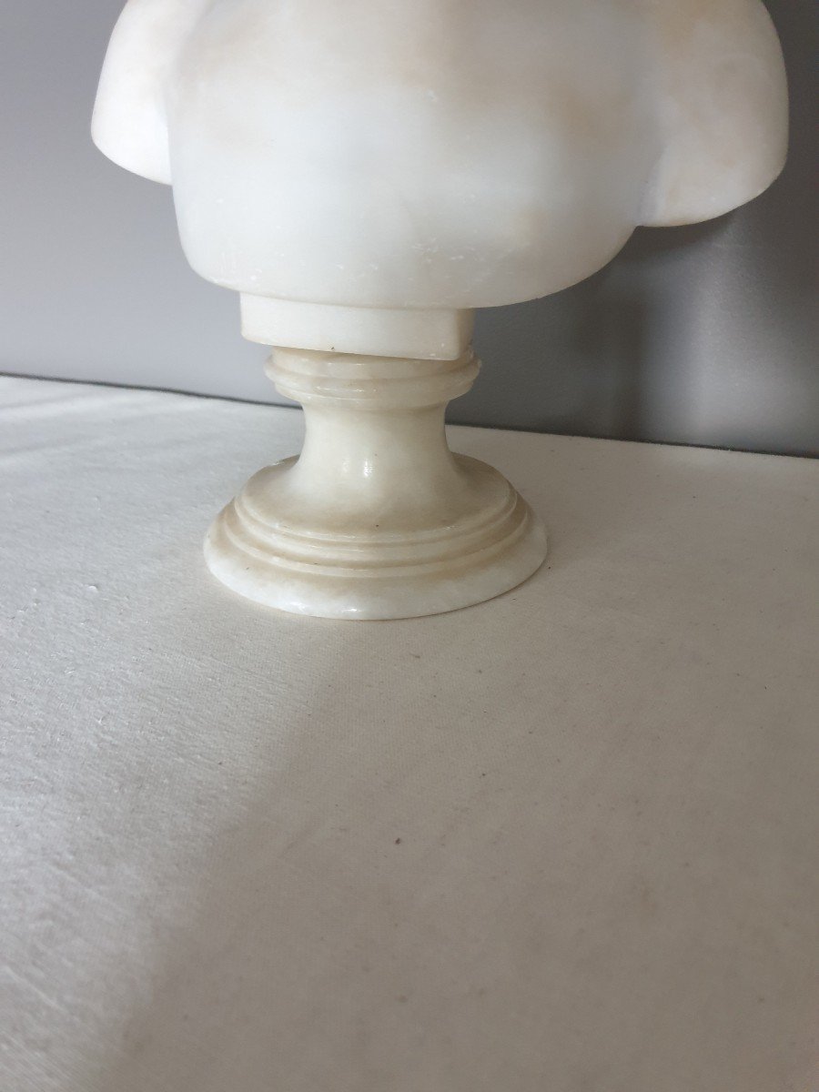 D'après Houdon. Buste en albâtre de Louise Brongniart. Hauteur 45 cm-photo-6
