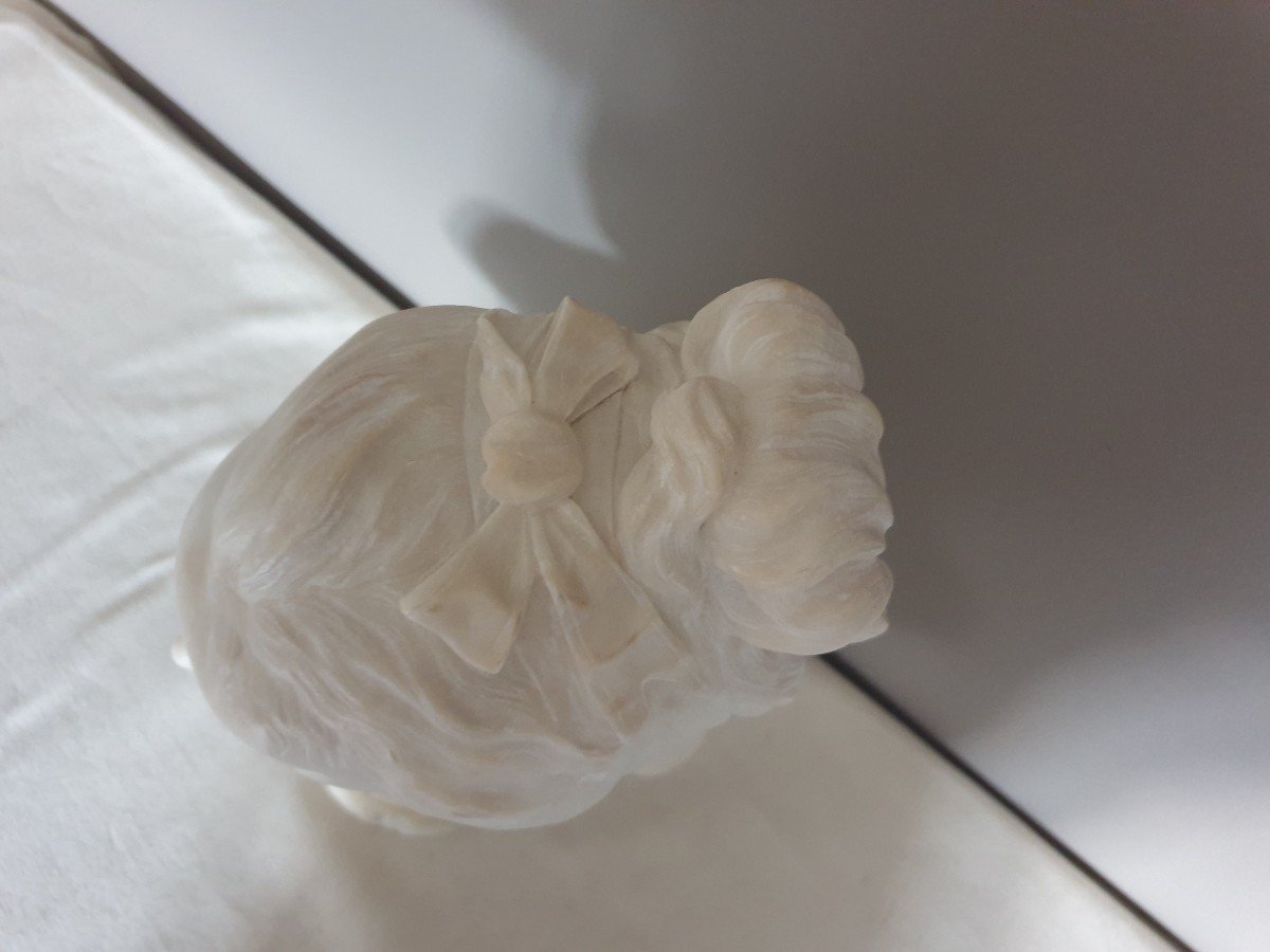 D'après Houdon. Buste en albâtre de Louise Brongniart. Hauteur 45 cm-photo-8