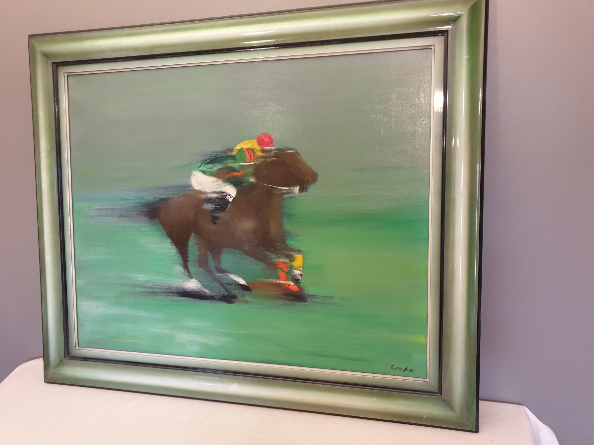 Victor Spahn Oil On Canvas "the Horsemen" Dimensions: 65 Cm X 81 Cm Frame 98 Cm X 82 Cm-photo-2