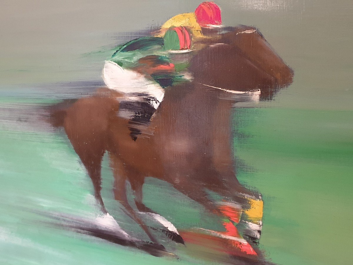 Victor Spahn Oil On Canvas "the Horsemen" Dimensions: 65 Cm X 81 Cm Frame 98 Cm X 82 Cm-photo-4