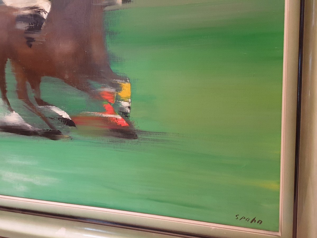 Victor Spahn Oil On Canvas "the Horsemen" Dimensions: 65 Cm X 81 Cm Frame 98 Cm X 82 Cm-photo-1