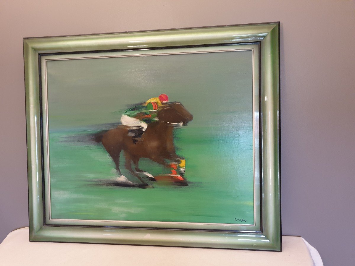 Victor Spahn Oil On Canvas "the Horsemen" Dimensions: 65 Cm X 81 Cm Frame 98 Cm X 82 Cm