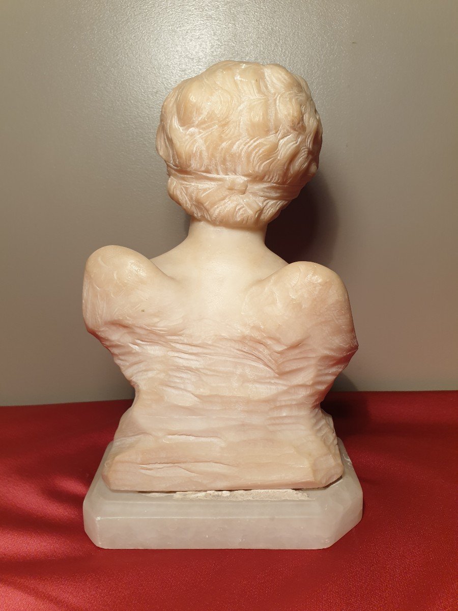 "blind Love" Alabaster Bust Around 1900 Height 27 Cm-photo-3
