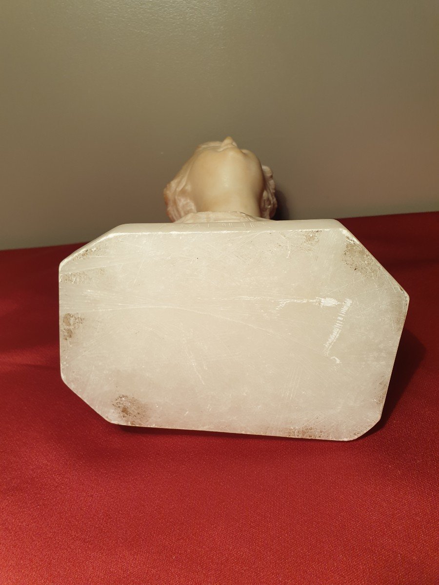 "blind Love" Alabaster Bust Around 1900 Height 27 Cm-photo-6