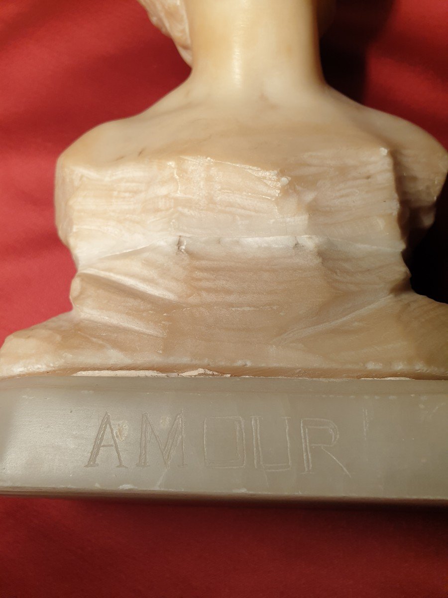 "blind Love" Alabaster Bust Around 1900 Height 27 Cm-photo-7
