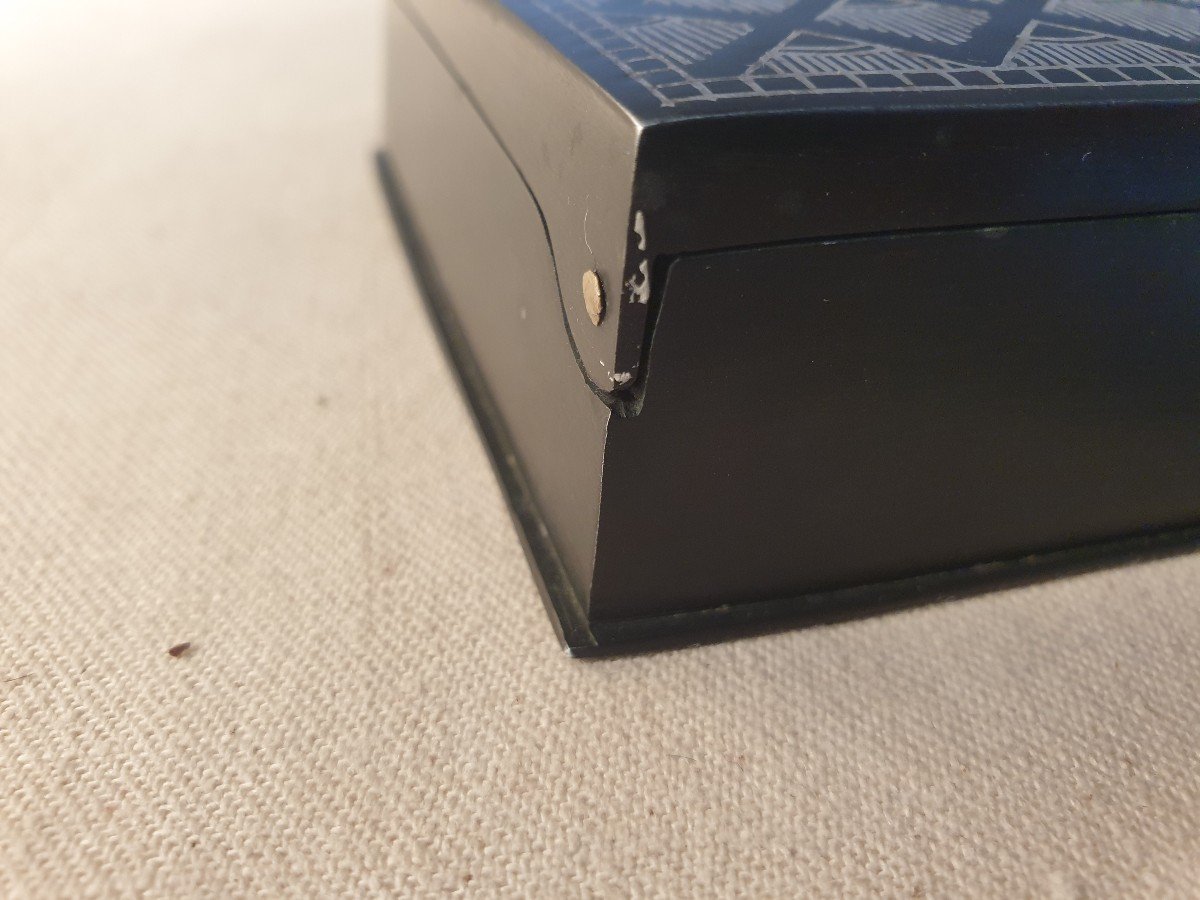India. Box In Saponite Or Black Soapstone. Dimensions 13.5 Cm X 9.3 Cm-photo-2