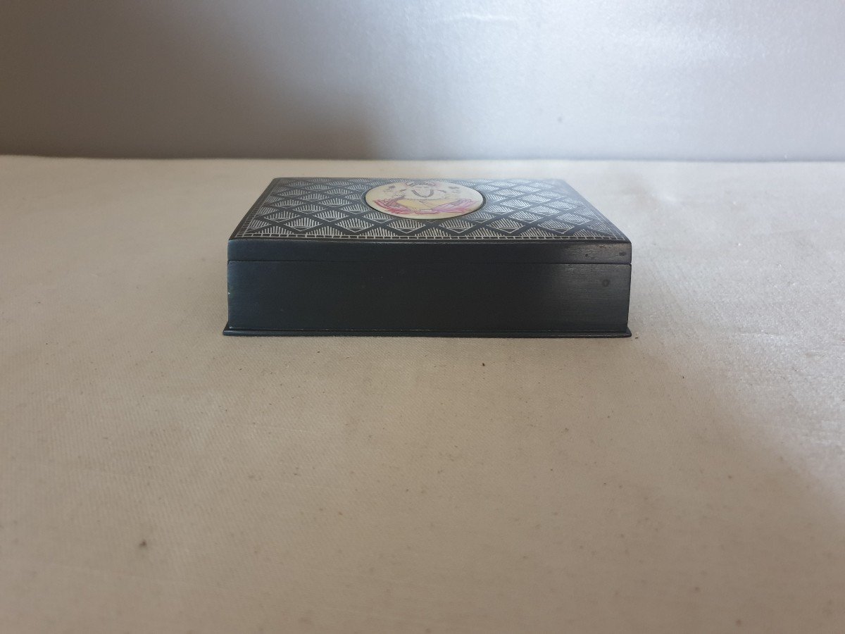 India. Box In Saponite Or Black Soapstone. Dimensions 13.5 Cm X 9.3 Cm-photo-1