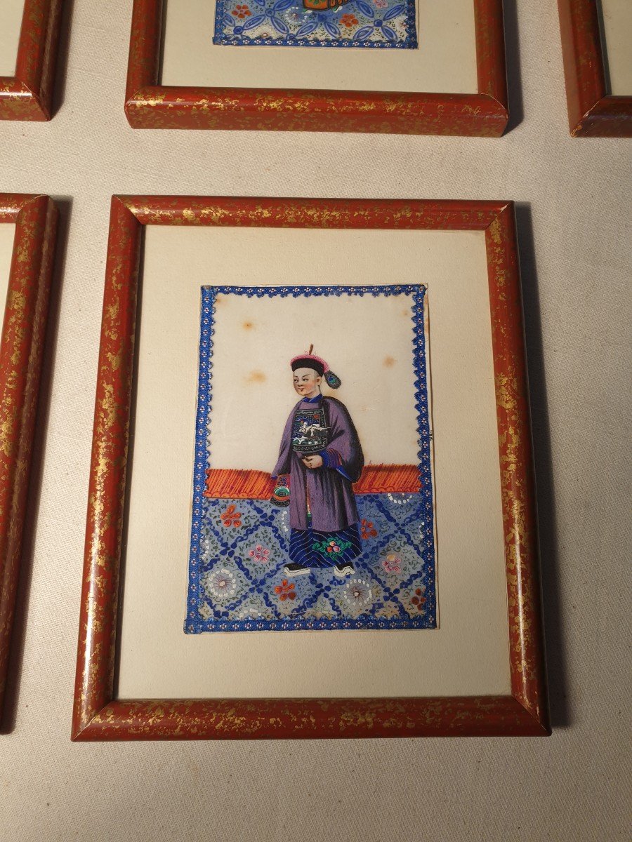 Dix Cadres Représentants Des Personnages Chinois Peints Sur Papier De Riz-photo-3