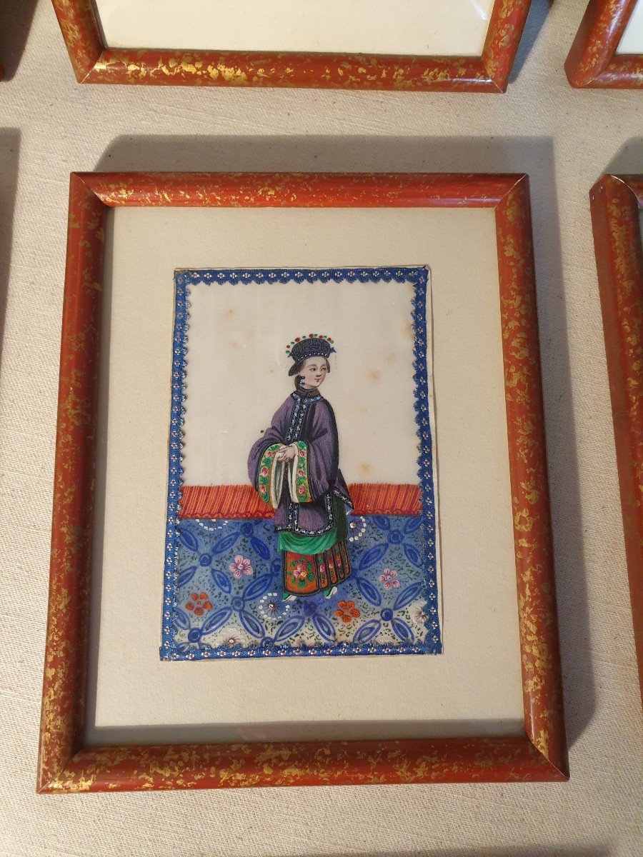 Dix Cadres Représentants Des Personnages Chinois Peints Sur Papier De Riz-photo-4