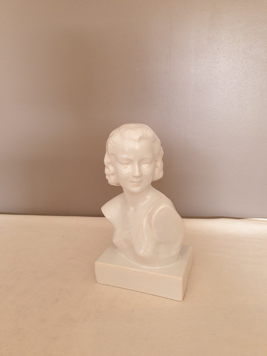Ruchot Bust Of A Woman In Ceramic With Blue Glaze. Height 28 Cm-photo-4