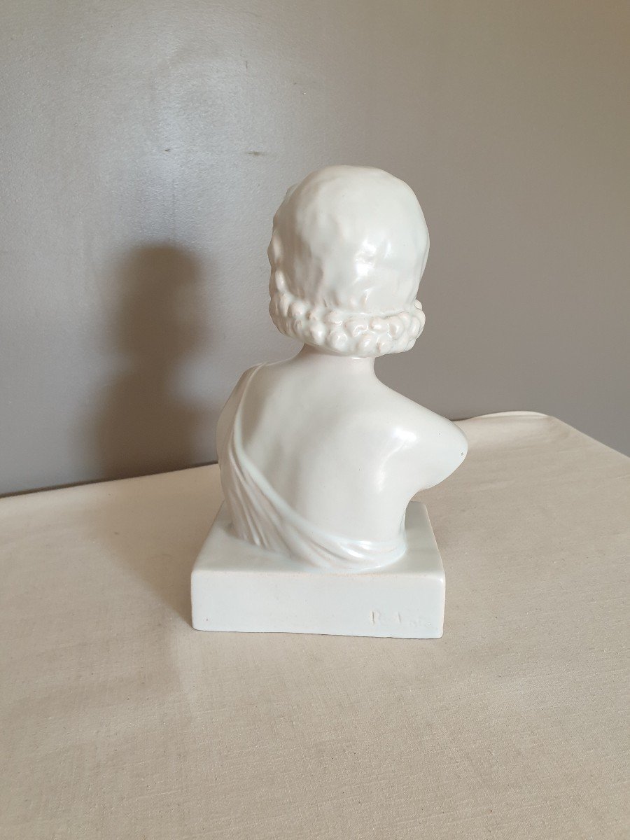 Ruchot Bust Of A Woman In Ceramic With Blue Glaze. Height 28 Cm-photo-7