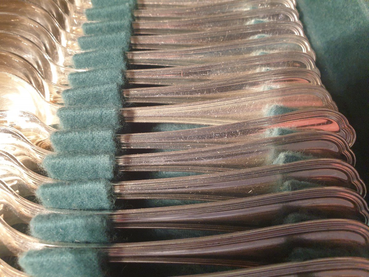 Christofle Spatours Model Housewife In Silver Metal. 132 Pieces-photo-2