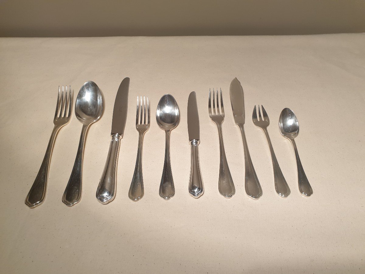 Christofle Spatours Model Housewife In Silver Metal. 132 Pieces-photo-6