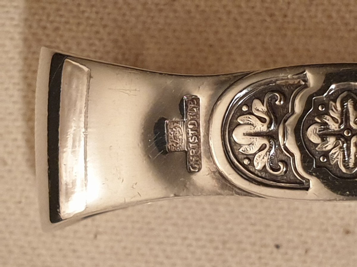 Christofle Twelve Moka Spoons And Sugar Tongs Villeroy Model-photo-2