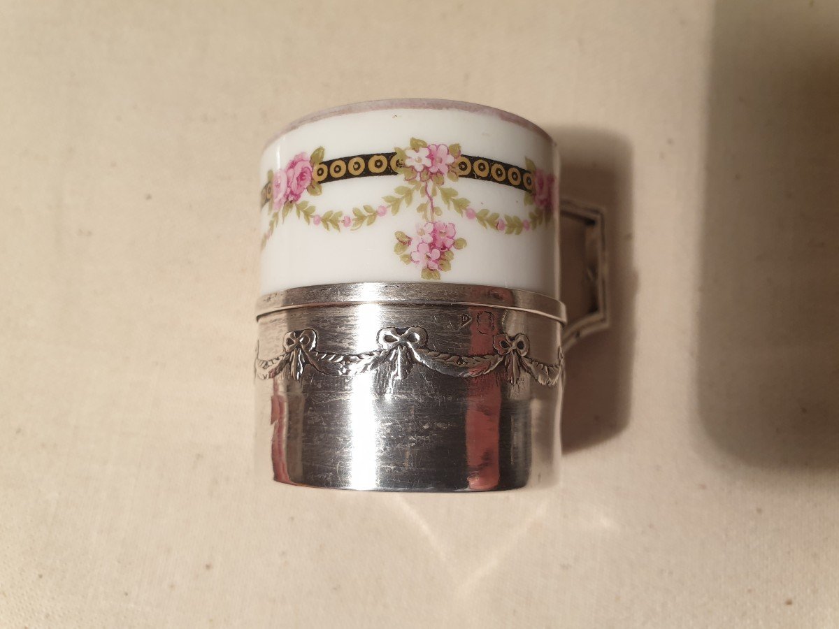 Small Moka Cup In Porcelain And Silver.-photo-5