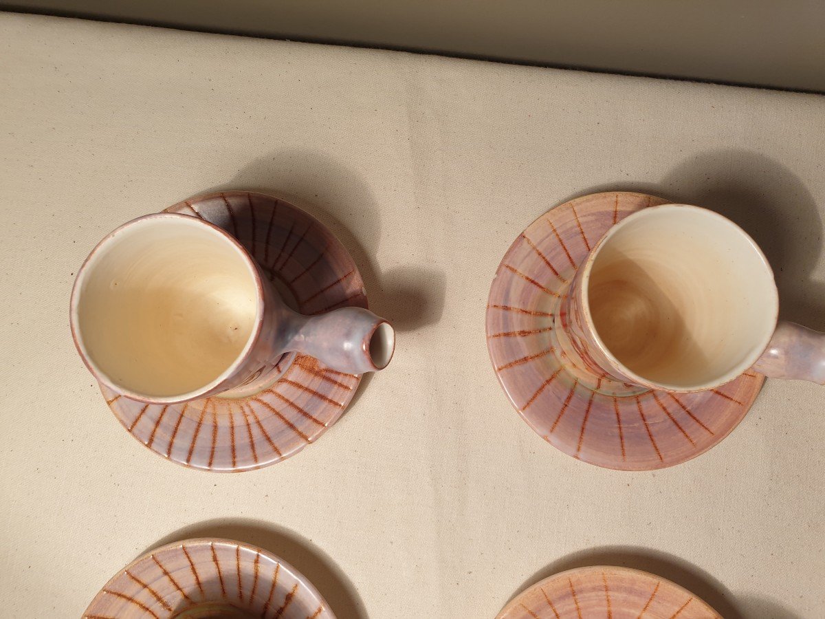 Marie Christine Treinen Vallauris. 6 Enameled Coffee Cups-photo-1