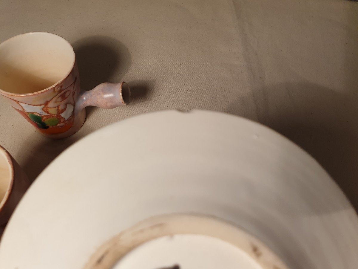 Marie Christine Treinen Vallauris. 6 Enameled Coffee Cups-photo-8