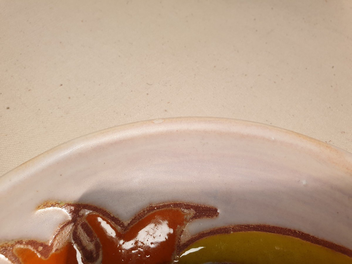 Marie Christine Treinen Vallauris. Six Glazed Ceramic Dessert Plates-photo-1