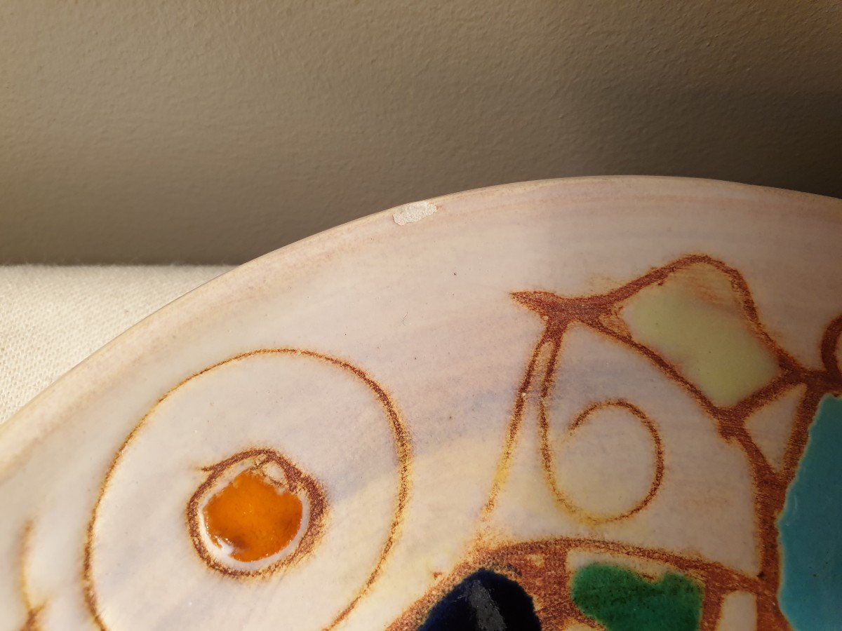 Marie Christine Treinen Vallauris. Six Glazed Ceramic Dessert Plates-photo-2