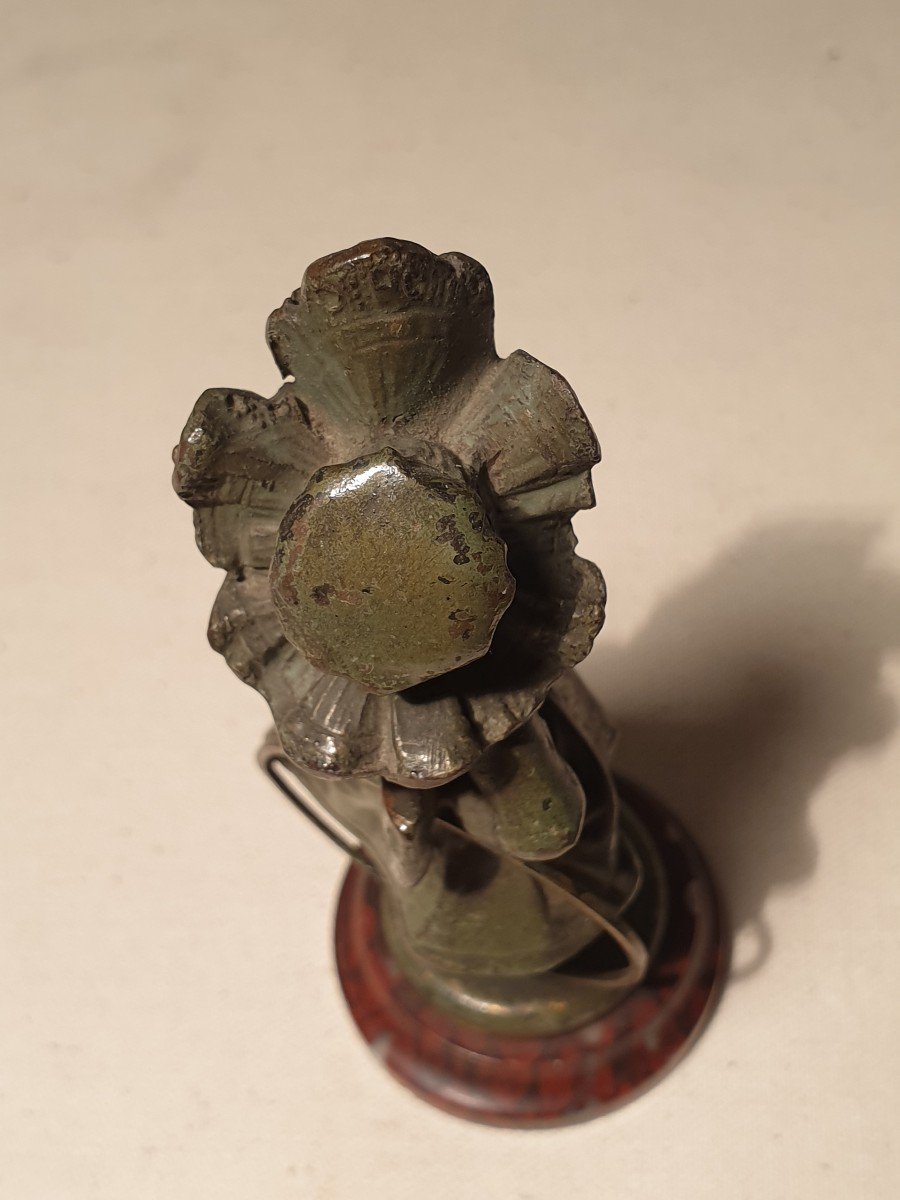 Statuette En Bronze Polychrome Petite Fille Au Cerceau Socle En Marbre-photo-8