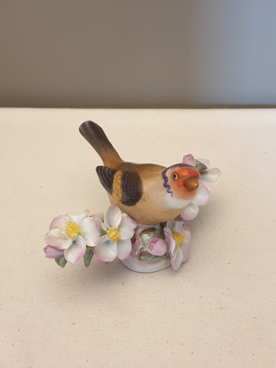 Herend Hungary Oiseau Avec Fleurs En Porcelaine-photo-2