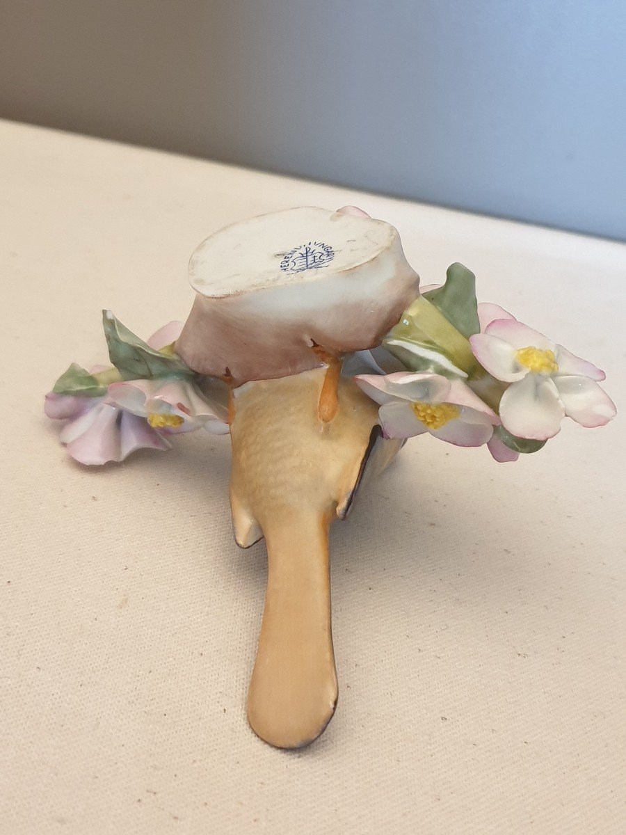 Herend Hungary Oiseau Avec Fleurs En Porcelaine-photo-4