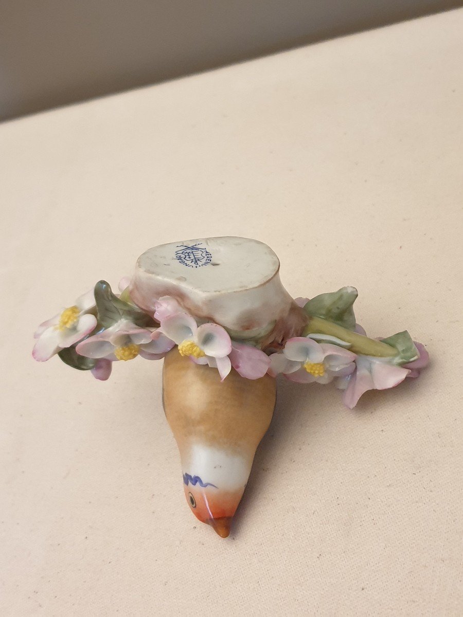 Herend Hungary Oiseau Avec Fleurs En Porcelaine-photo-5