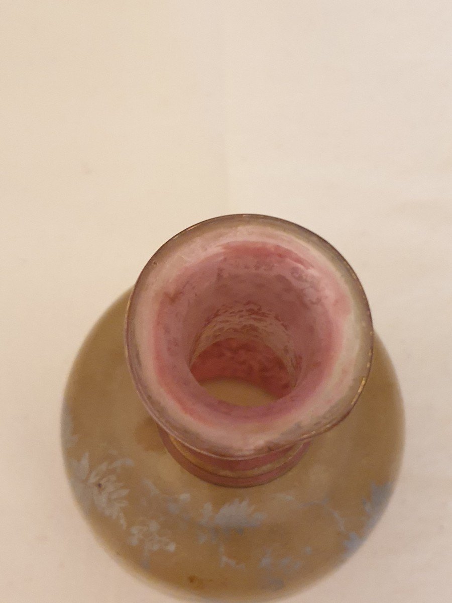 Carafon Ancien Dans l'Esprit De Daum. Décor Argenté Japonisant-photo-1