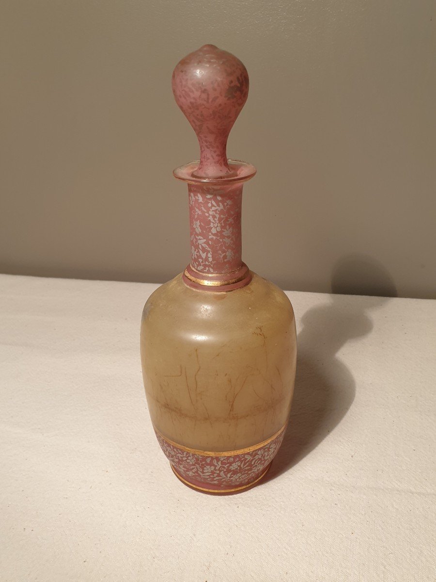 Carafon Ancien Dans l'Esprit De Daum. Décor Argenté Japonisant-photo-6