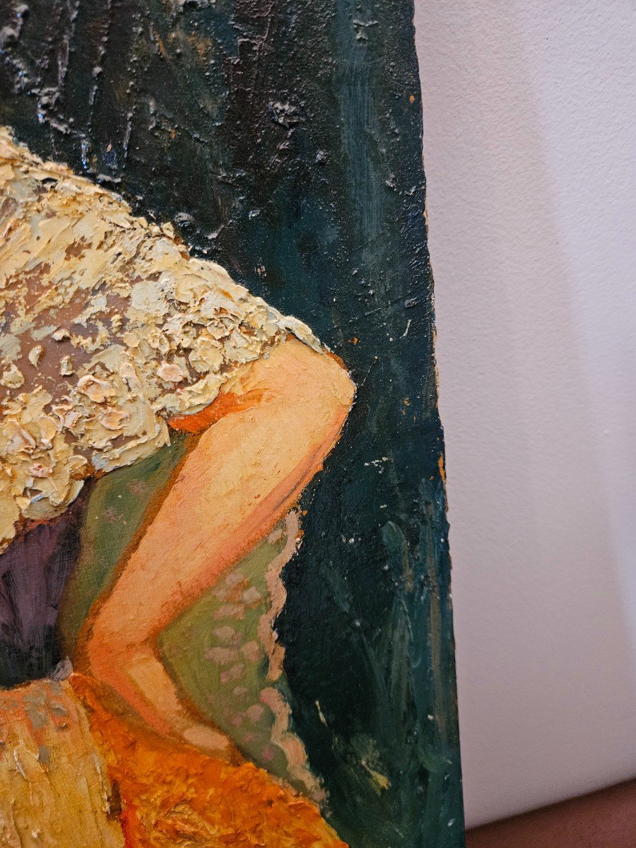 Etiennette Gilles Oil On Panel. Woman In Provencal Costume-photo-8