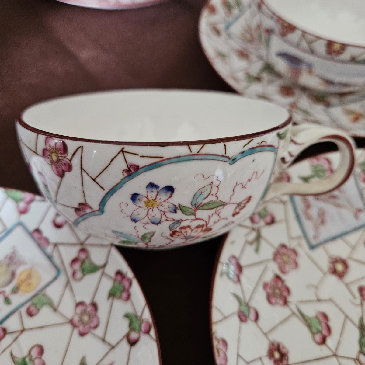 Part Of A Sarreguemines Tea Service, Fine Earthenware.-photo-7