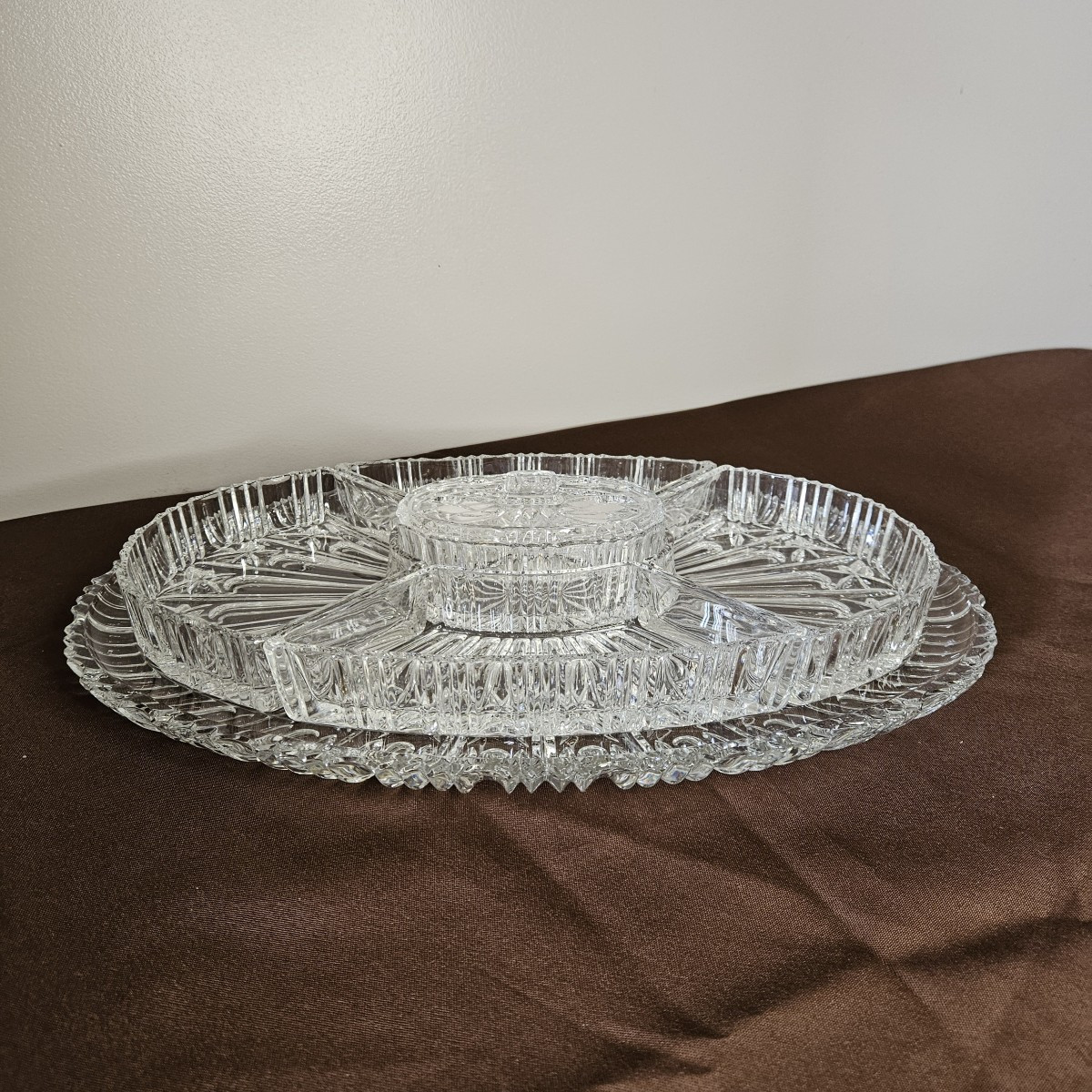 Glass Hors d'Oeuvres Or Crudités Server, 40 Cm Long