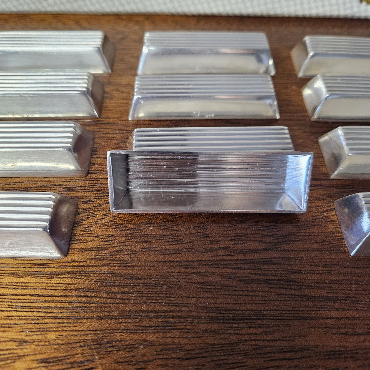 Ercuis Twelve Art Deco Silver-plated Knife Holders In Their Case.-photo-2