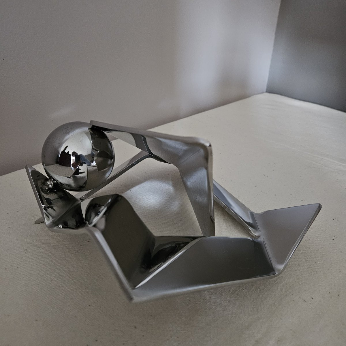 Sculpture Signed By Rosette Bir In Polished And Welded Stainless Steel. 1970s-1980s. 2/2-photo-4