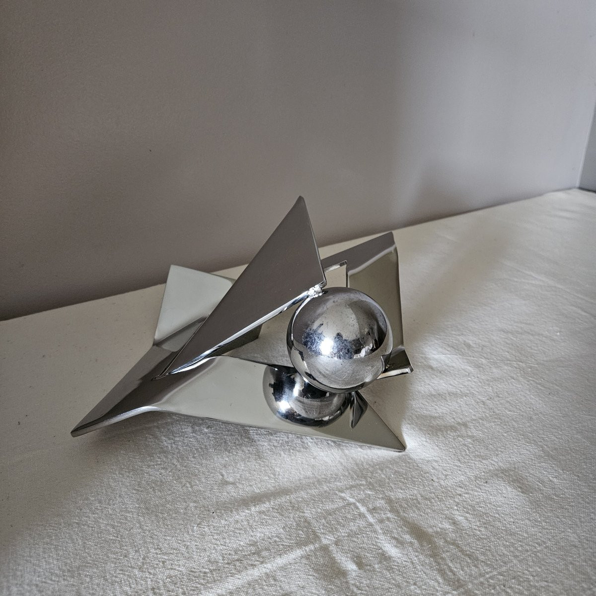 Sculpture Signed By Rosette Bir In Polished And Welded Stainless Steel. 1970s-1980s. 2/2-photo-6