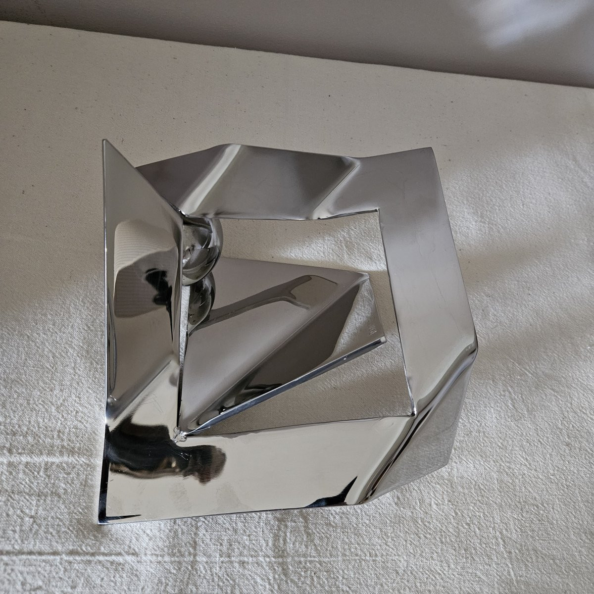 Sculpture Signed By Rosette Bir In Polished And Welded Stainless Steel. 1970s-1980s. 2/2-photo-7