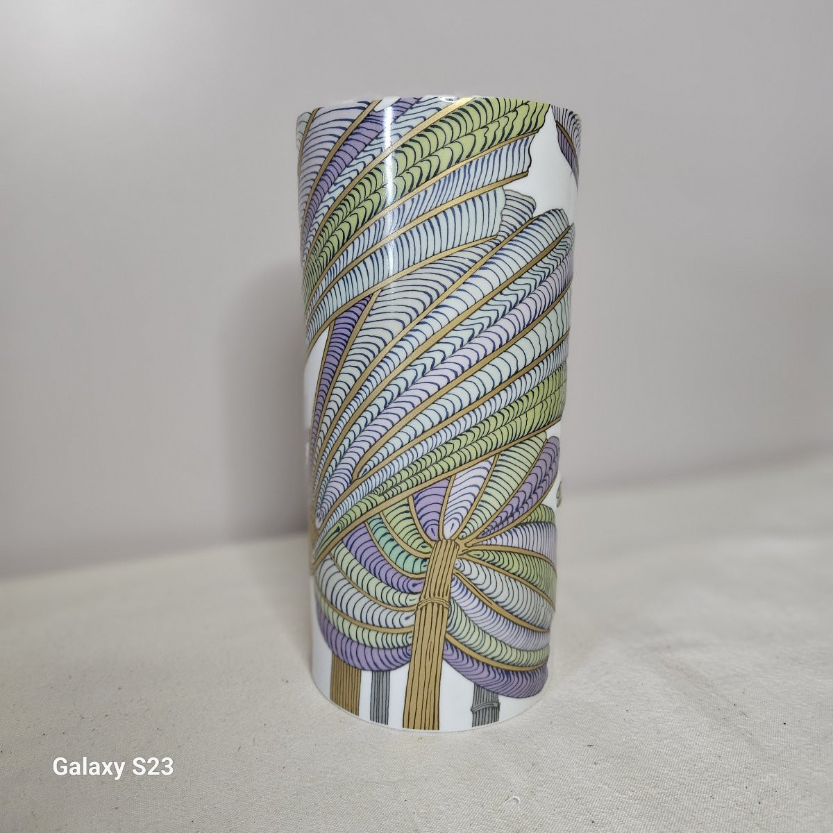 Rosenthal vase rouleau décor bambou Hauteur  22 cm-photo-4