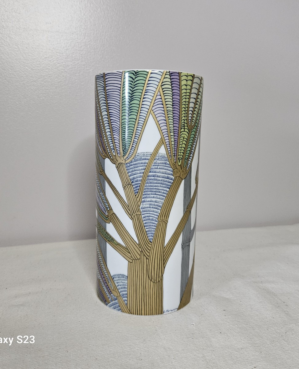 Rosenthal vase rouleau décor bambou Hauteur  22 cm