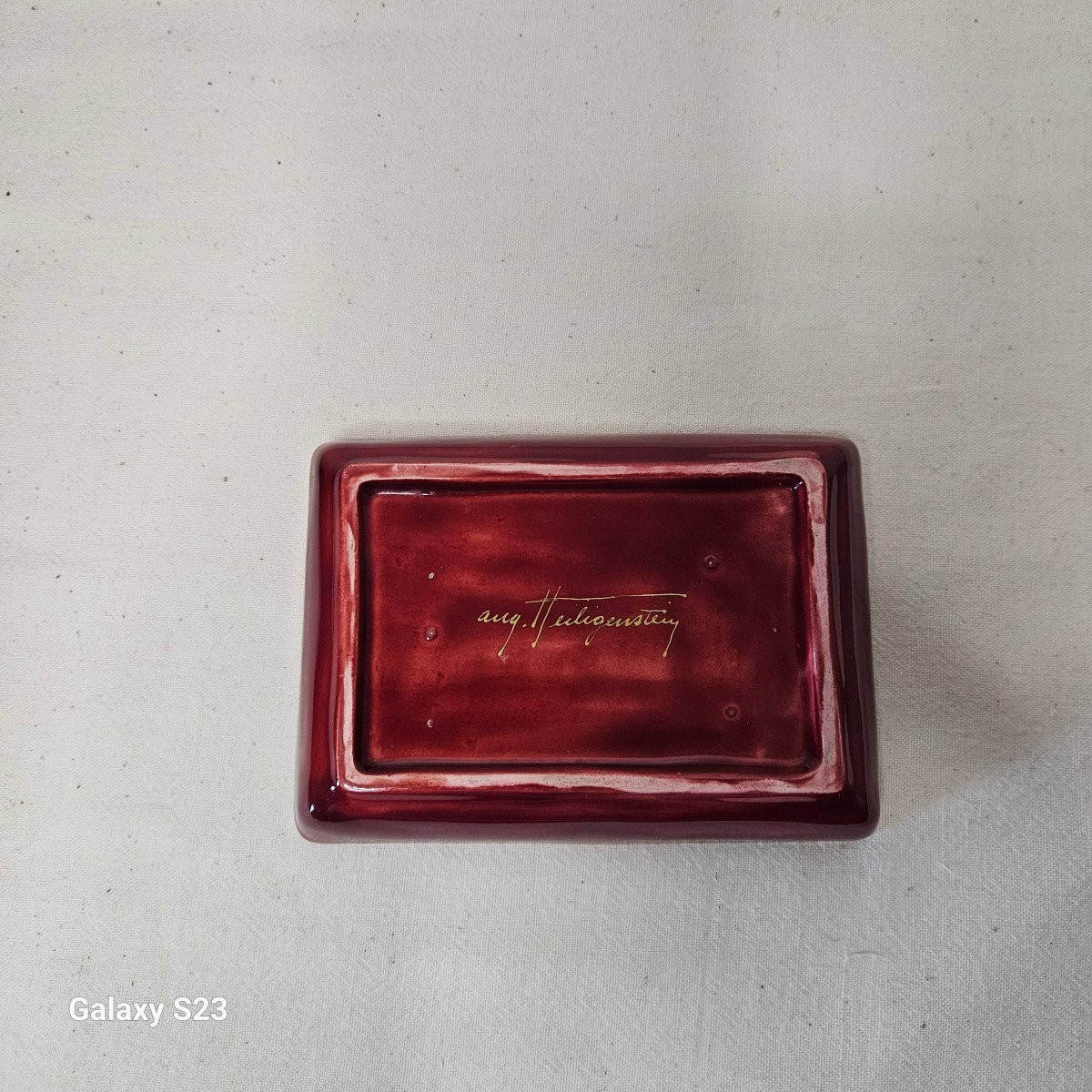 A.heiligenstein Glazed Earthenware Trinket Tray With Hare Motif-photo-2