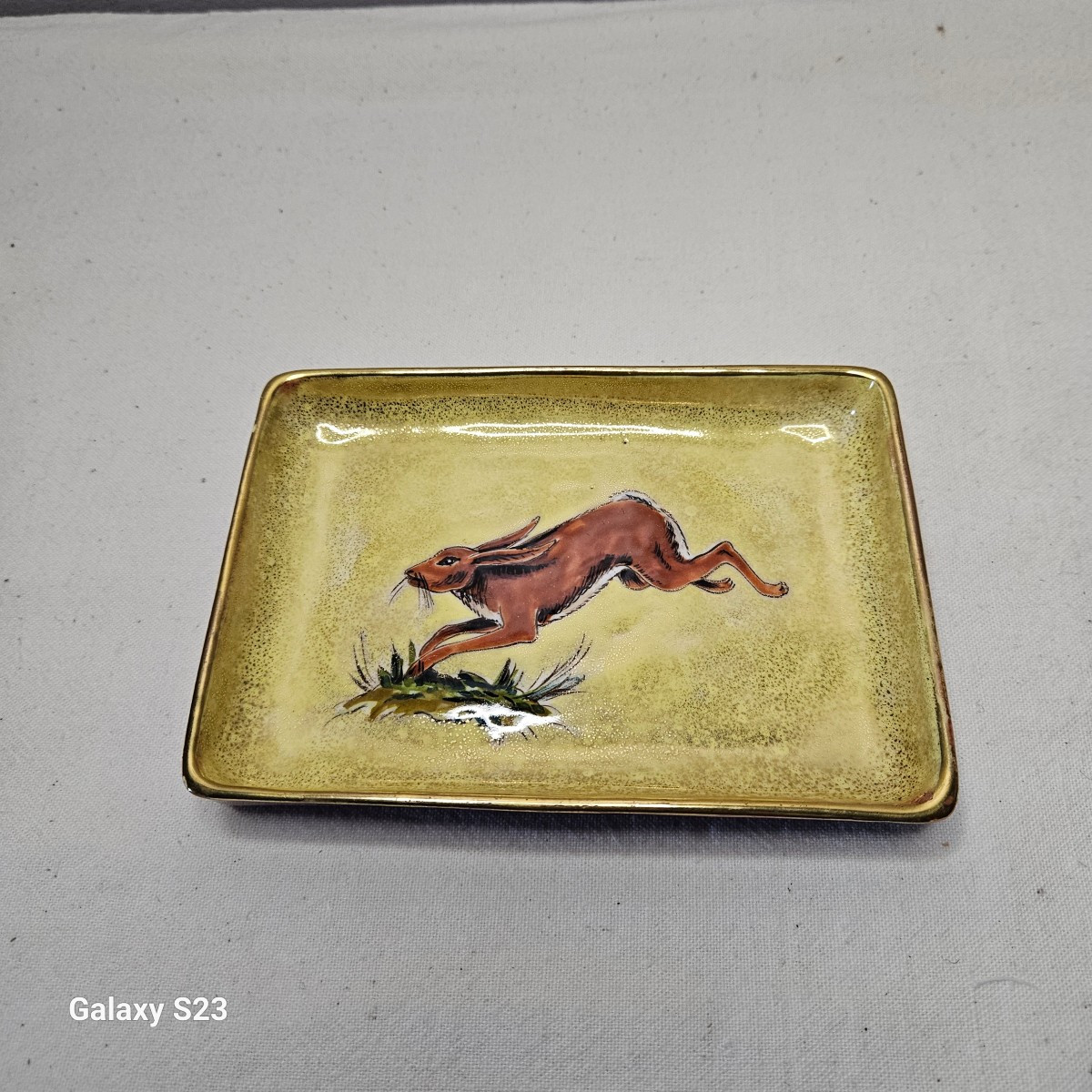 A.heiligenstein Glazed Earthenware Trinket Tray With Hare Motif