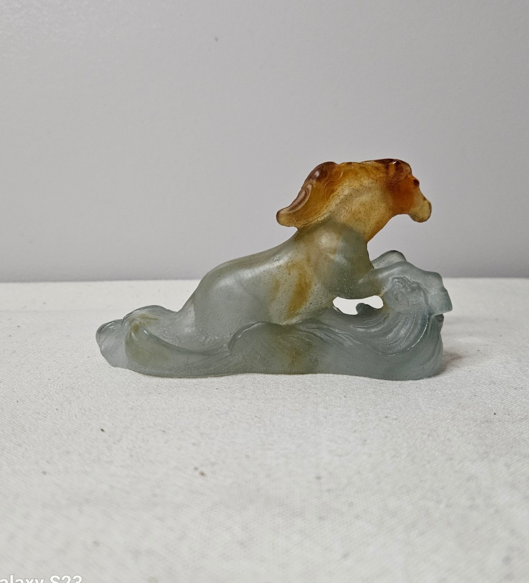 Daum France Small Glass Paste Horse Emerging From The Waves -photo-2
