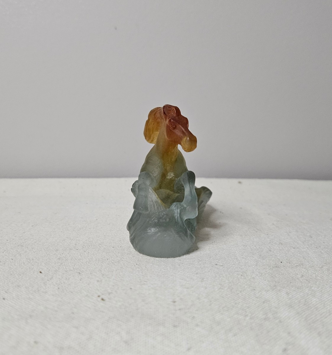 Daum France Small Glass Paste Horse Emerging From The Waves -photo-3