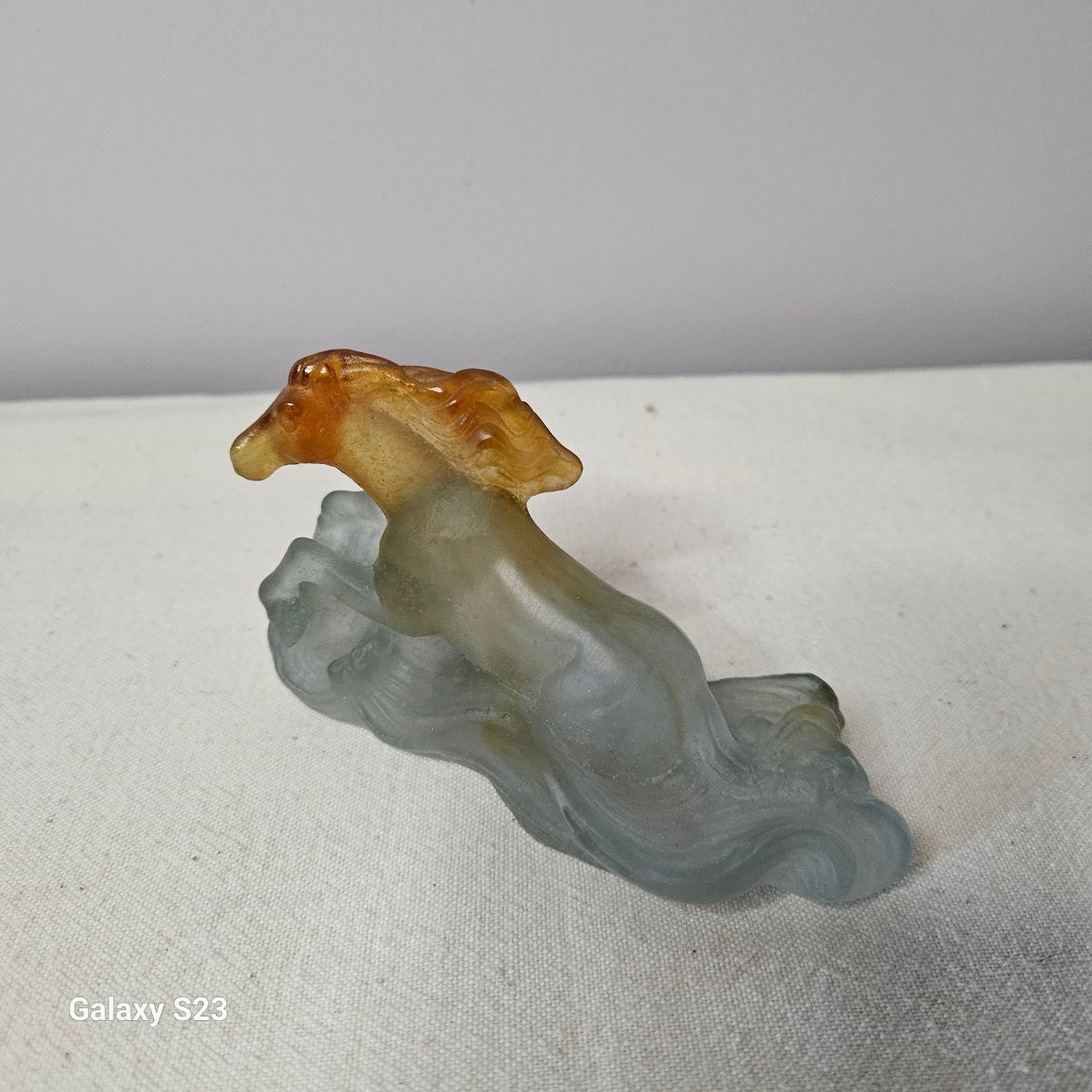 Daum France Small Glass Paste Horse Emerging From The Waves -photo-1