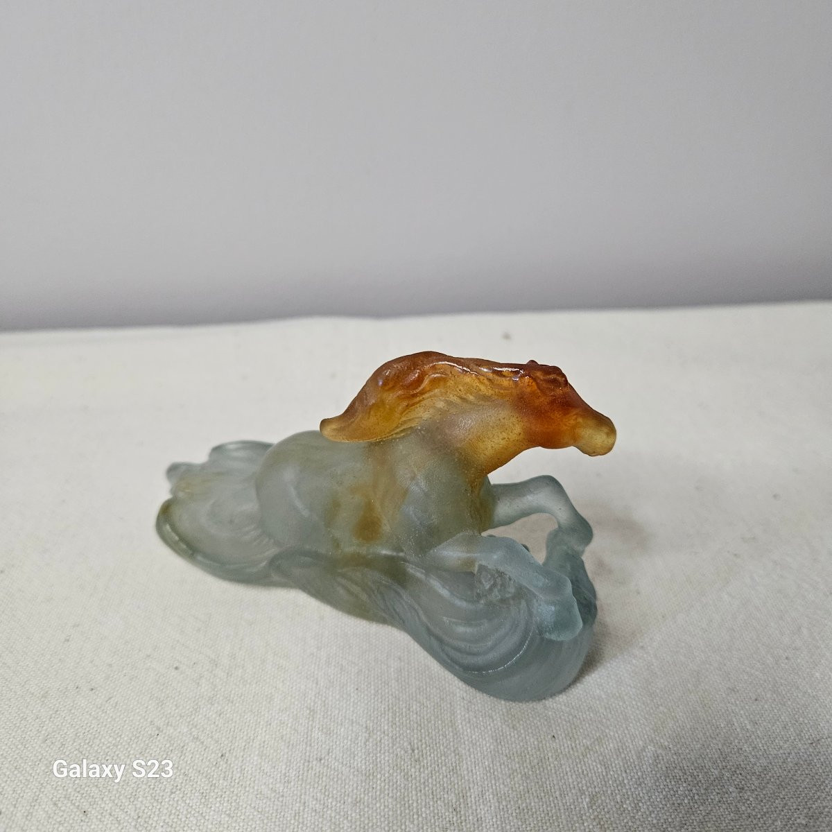 Daum France Small Glass Paste Horse Emerging From The Waves -photo-2