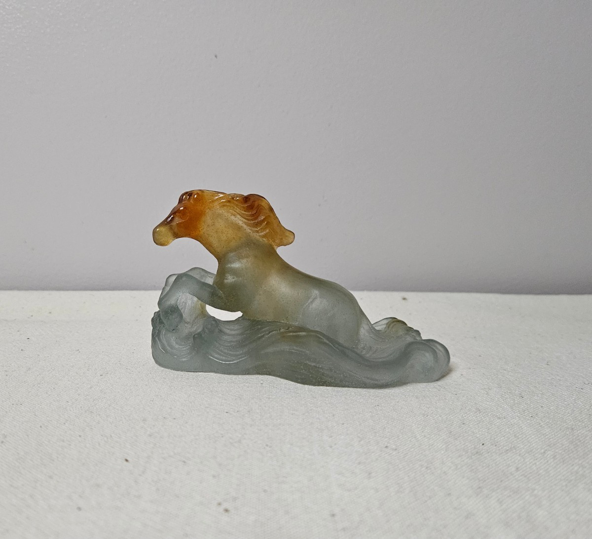 Daum France Small Glass Paste Horse Emerging From The Waves 