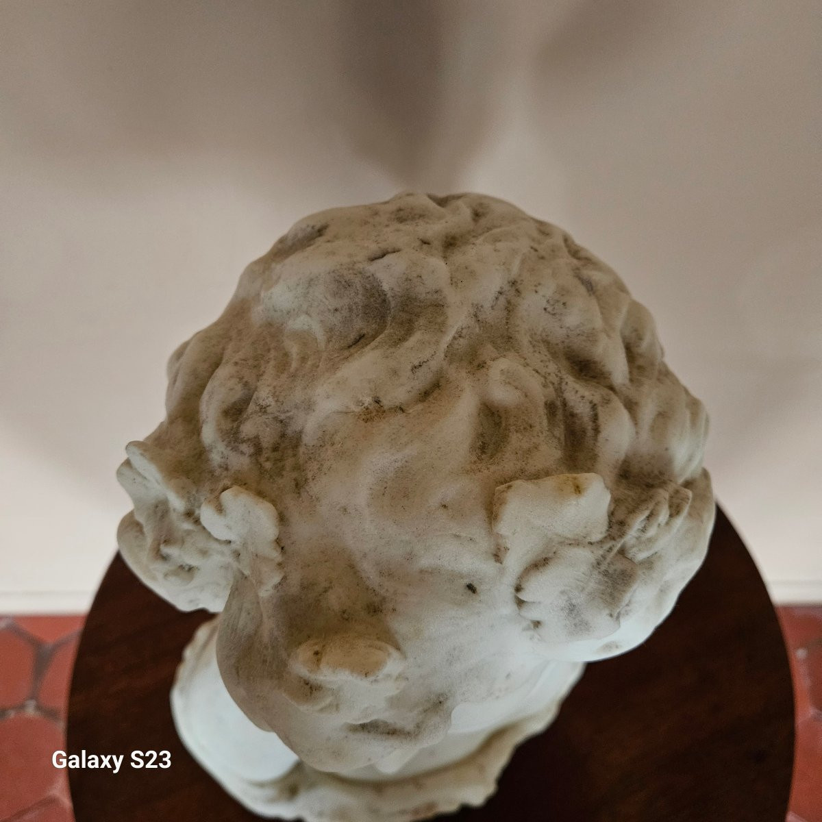 Bust Of A Young Bacchus In White Marble, 39 Cm High-photo-4
